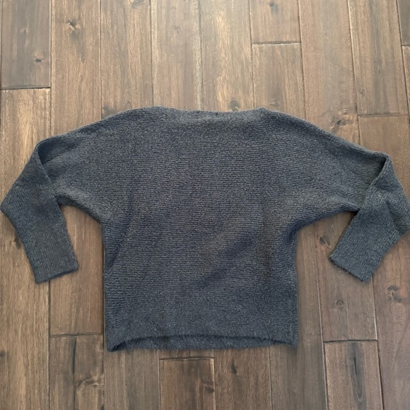 Becaal Dark Gray Dolman Sleeve Fuzzy Straight Neck Sweater S - Picture 4 of 5